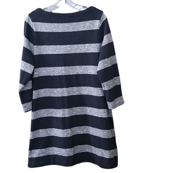 J Crew Size L Dress Maritime Stripe Sweater Long Sleeve Button Detail Nautical - Picture 2 of 7